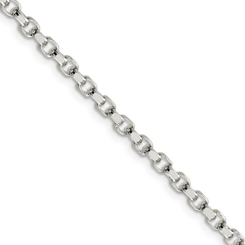 3.5mm, Sterling Silver Solid Diamond Cut Rolo Chain Necklace, 24 Inch